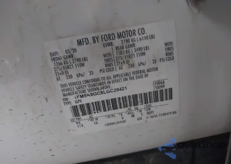 2020 Ford Explorer St from USA, damaged, VIN 1FM5K8GC8LGC29421